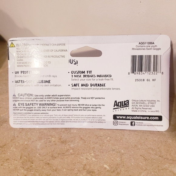 NWT Eye Pop Youth Pool Swim Goggles 7+ Pink Glitter Sparkle New Summer Beach - Picture 2 of 3